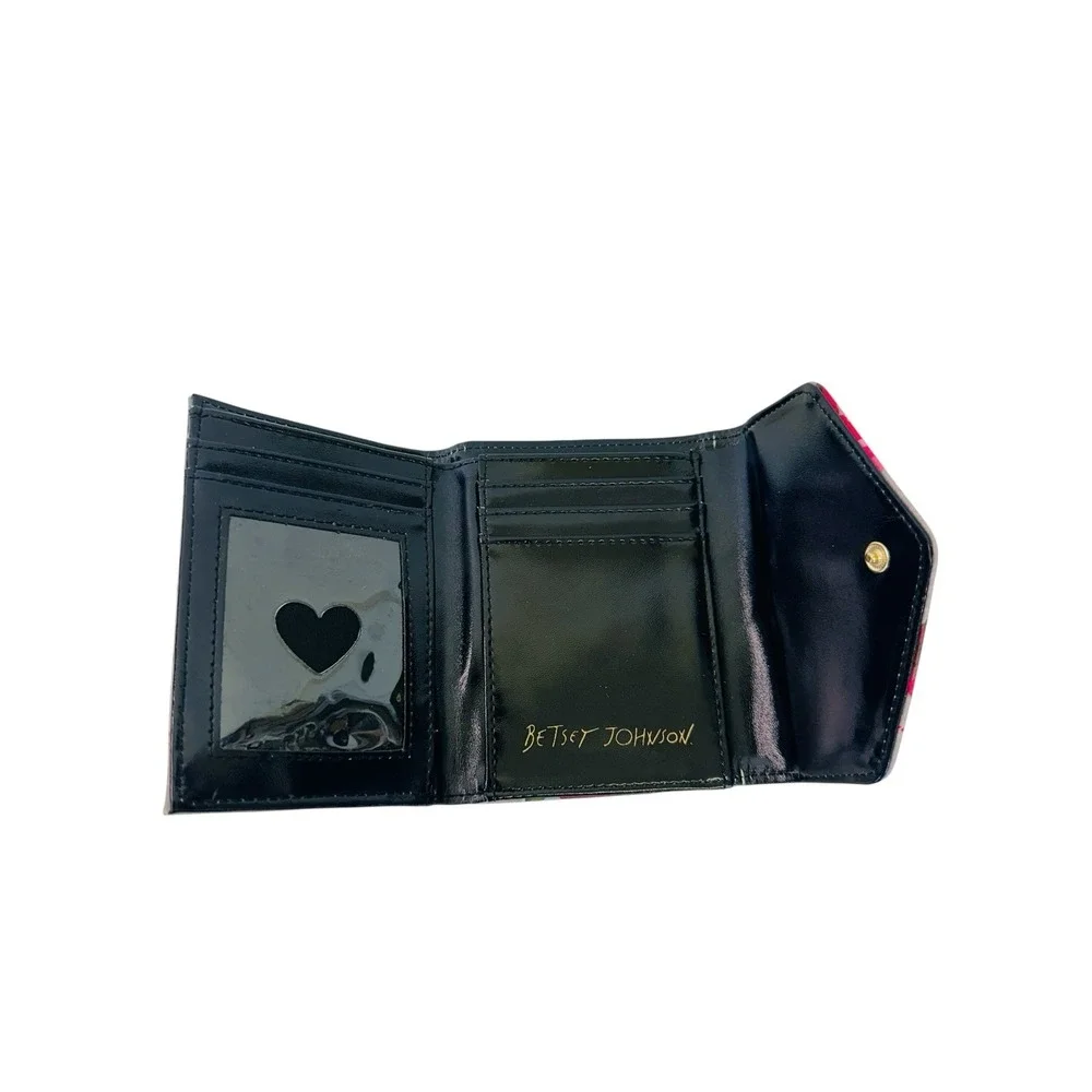 Betsey Johnson‎ Greige XOLANA Flap Wallet Tri-Fold Card Pink Multi Color NWT